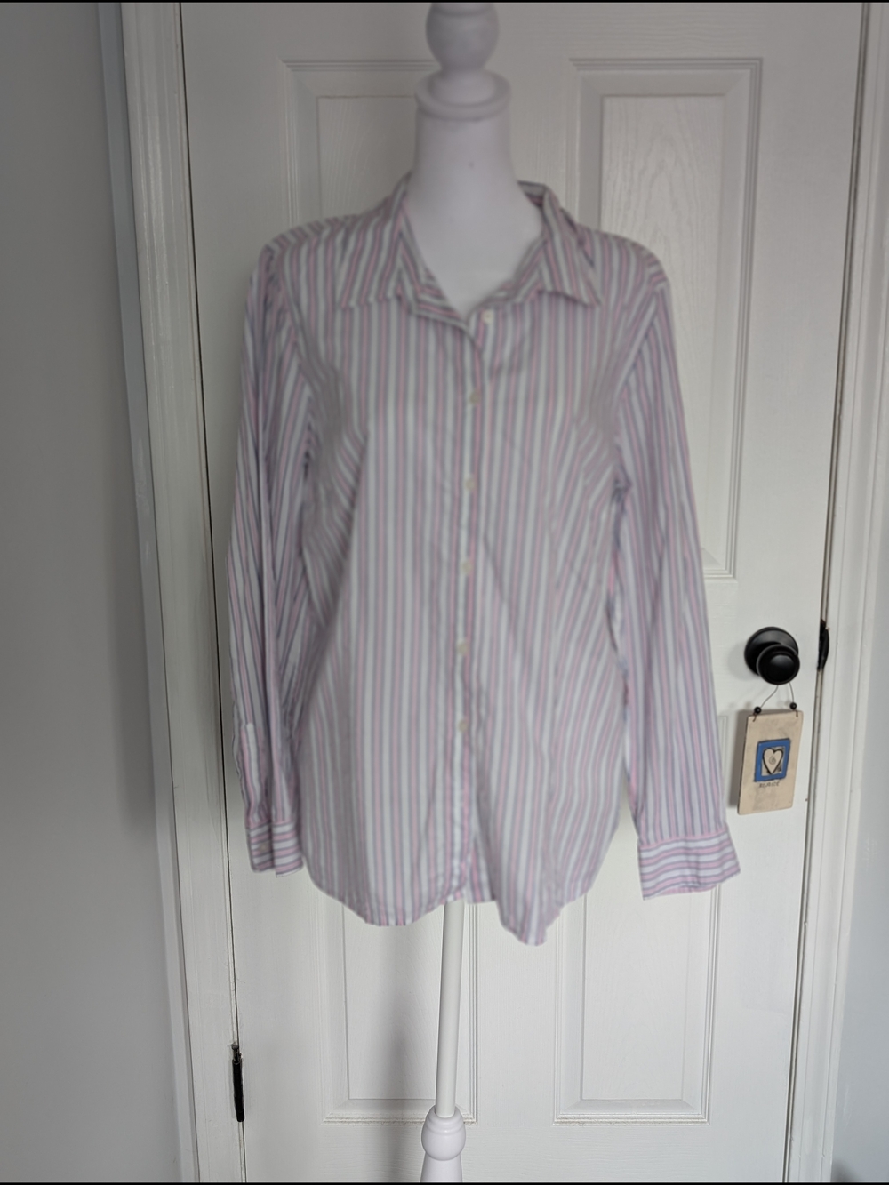 Talbots Pink and Light Blue Striped Button-Down Shirt